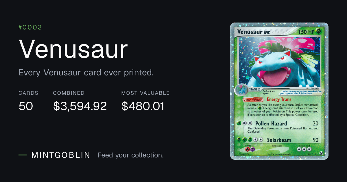 Venusaur cards · MintGoblin